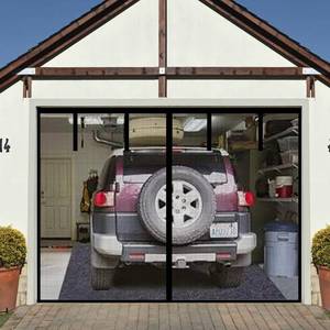lot 22018 image: Magnetic Garage Screen Door for 1 Car Garage Doors 8x7FT- Reinforced Self Sealing Fiberglass Mesh Door with 4 Strapping Tapes, High Energy Magnets, Hands Free Door Screen with Closure Weighted Bottom
