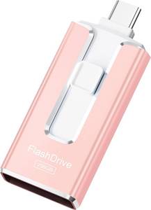 lot 22021 image: MFi Certified 256GB Flash Drive for iPhone, 3 in 1 Type-C USB Memory Stick Thumb Drive for Photos Videos, High Speed External Memory Storage Photo Stick for iPhone iPad Android PC (Rose Pink)