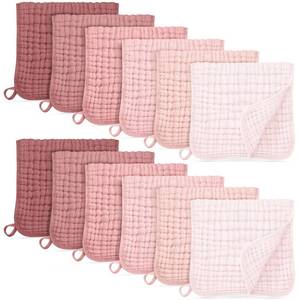 lot 22035 image: Unnivoll Muslin Burp Cloths for Baby 100% Cotton Burping Cloths for Boys Girls Large 20X10 Extra Soft and Absorbent 12 Pack - Gradient Pink