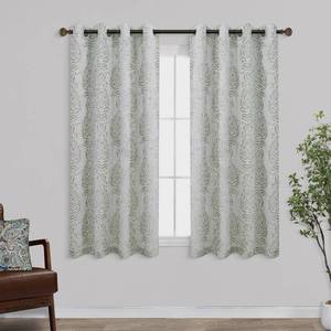 lot 22037 image: Mrs.Naturall Sage Green 52x45 Inch Curtains Medallion Pattern Room Darkening Window for Kitchen Bedroom
