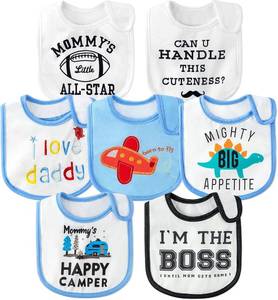 lot 22042 image: 7Pcs Cotton Waterproof Baby Bibs Hook Loop Closure Newborn Bib Keepsake Baby Gift for Drooling Feeding Eating