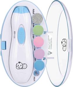lot 22059 image: Royal Angels Upgraded 6 in 1 Baby Nail Trimmer with Labeled Case, 4 Colored Pads for Newborns to Toddlers, Whisper Quiet Electric Nail File with LED Light, Safe Manicure Set for Families (Babyblue)