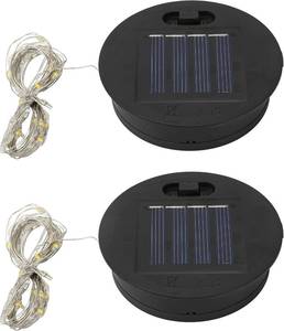 lot 22060 image: Solar Light Lantern Replacement Top 2 Pack 6cm2.4inch Round Panel Lid with String, Decorative LED Fairy Can Lights for Outdoor Patio Yard Lawn Tree DIY Table Flower Garden Accessories Powered Parts