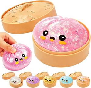 lot 22063 image: 2026 New Dumpling Squeeze with Box, Dumplings Sensory Squishy Toy for Stress Relief, Soft Slow Rising Fidget Toy for Kids Adults Classroom Rewards Party Favors (Pink)