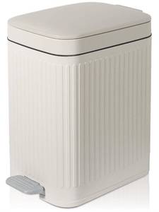 lot 22064 image: rejomiik Small Bathroom Trash Can with Lid Slim Soft Close Garbage Can Step Wastebasket Container Trash Bin for Office Bedroom Kitchen Living Room (1.9 Gallon Cream)