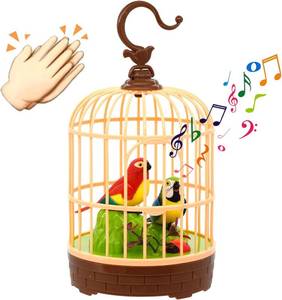 lot 22065 image: HWD Voice-Activated Induction Birds Birdcage Toy, Talking Chirping Fluttering Parrot Birds Toys Gifts for Baby Toddler Kids Children (A)