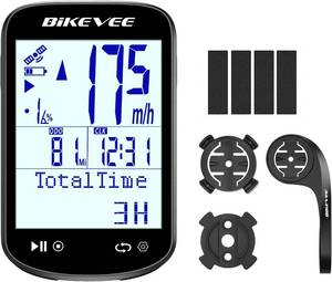 lot 22070 image: Wireless Bike Computer GPS Bundle, Speedometer & Odometer, Auto Backlight & Auto Stop, IPX7 Waterproof, 2.6 LCD Display