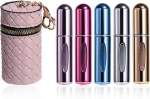 lot 22072 image: JPNK Mini Refillable Perfume Portable Atomizer Bottle 5PCS Travel Size Spray Refillable Refill Bottle 5 ml with Travel and Outgoing Bag
