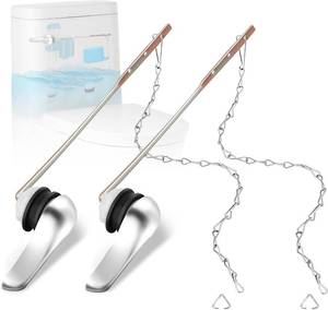lot 22073 image: Yupjlia 2 Pack Toilet Handle Replacement Kit, Front Mount Toilet Flush Lever Replacement with Anti-Rust Metal RodStainless Steel Flapper Chain, Tank Bowl Handle Trip Levers