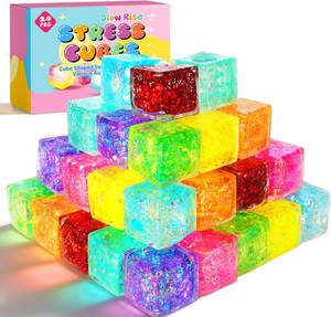 lot 22101 image: 24 Pack Slow Rising Ice Cube Squishy Stress Balls Stress Cube for Adults Kids , Bulk Taba Squish Fidget Toys, Square Squeeze Toy for Classroom Prizes, Mini Nice Cube Squishy for Party Favors