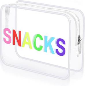 lot 22108 image: Shinylin Clear Snack Bag Travel Zipper Pouch Makeup Cosmetic Bag 9.5 x 7 x 3.5 Large Beach Toiletry Pouch PVC Waterproof Transparent Organizer for Women Girl Summer