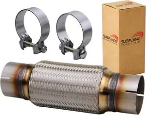 lot 22119 image: Exhaust Flex Pipe Universal Type 100% Stainless Steel For Heavy Duty and Cars (1 PC, 2.5X8X12 Clamps)
