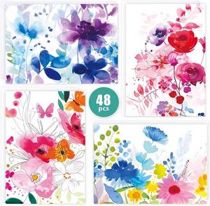lot 22130 image: FUHITIM 48 Pack Blank Cards and Envelopes, Watercolor Flowers Blank Greeting Cards, Blank Cards for All Occasion