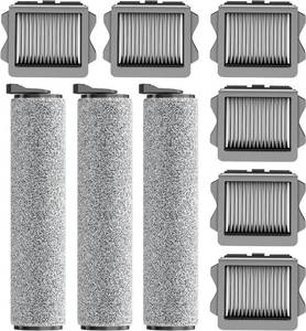 lot 22138 image: Nukisa Vacuum Mop Parts Compatible with Tineco Roller Brush Replacement, Suitable with ifloor 3 Series, Floor One S3 Series, iFLOOR 5 Breeze Complete, Set Includes 3 Roller Brushes and 6 Filters