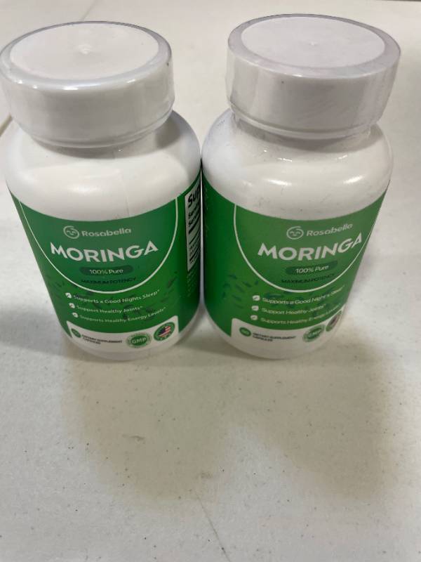 lot 12285 image: TWO BOTTLES Moringa 60 Powder Capsules - Pure Nutrient-Rich Moringa Powder - a Natural Green Antioxidant Superfood - Supports Energy, Skin Health, Gut Health - WEs