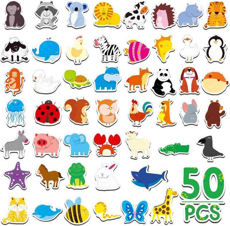 lot 38395 image: 50 PCS Animal Magnets, Adorable Magnetic Animal -Wild Animal, Farm Animal & Marine Animal-Thick Refrigerator Magnets Cute Educational Learning Toys for Kids 3