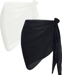 lot 17977 image: CHICGAL 2 Pieces Women Beach Sarong Bathing Suit Wrap Skirt Sheer Bikini Swimsuit Cover Ups for Swimwear