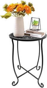lot 17982 image: Fashion&cool Side Tables for Small Space, Metal Outdoor Indoor Round Side Table, Small End Table Pool Chair Side Table for Patio Yard Porch Balcony Garden Bedside Plant Stand