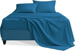 lot 18006 image: Full Size Bed Sheets Set, 4 Pieces Hotel Luxury Soft Microfiber Bed Sheets Set, Up to 16 Deep Pockets, Oeko-Tex Sheets with Elastic, Breathable, Wrinkle Free (Peacock Blue,Full)