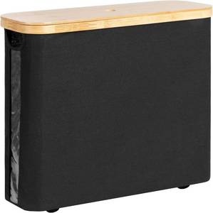 lot 18014 image: StorageWorks Toilet Paper Storage Basket, Papers Container with Bamboo Lid, Medium Toilets Holder for Up to 9 Mega Rolls, Organizer for Bathroom, Black, 1 Pack