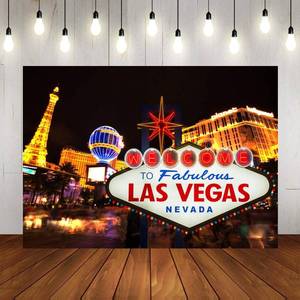 lot 18017 image: Art Studio 7x5ft Welcome to Las Vegas Photography Backdrop City Billboard Banner Casino Night Scenery Party Decorations Photo Background Vinyl Studio Booth Props