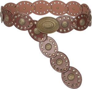 lot 18019 image: INOGIH Womens Wide Western Cowboy Disc Belt Vintage Cowgirl Concho Leather Belts Boho Style for Jeans Dress Skirt