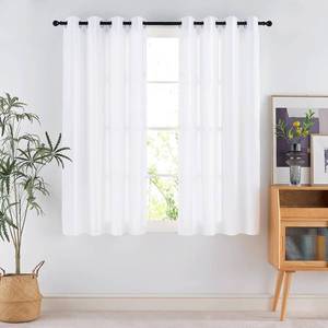 lot 18039 image: NICETOWN Non-See-Through Sheer Curtains 63 inches Long 2 Panels Pure White Privacy Drapes, 52 Wide Grommet Window Curtains Drapes for Living Room Bedroom- Light FilteringHome Decoration