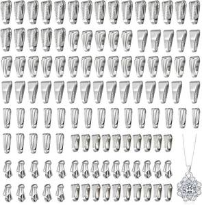 lot 18072 image: 120 Pcs Stainless Steel Pendant Clasps for Necklaces, Pinch Clip Bail Clasp Necklace Pendant Connector Jewelry Findings, 6 Sizes Assortment for DIY Necklaces and Bracelets Jewelry Making Supplies