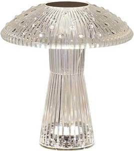lot 18075 image: Mikasa Elements 8 Inch Mushroom Acrylic LED Rechargeable Table Lamp - Cordless Touch Dimmer, 3 Color Modes, USB-C Charging, Portable Desk Lamp for Living Room, Bedroom, Dining Area