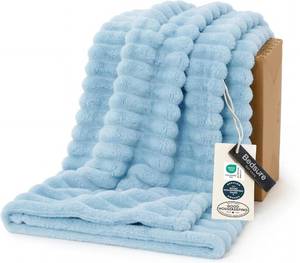 lot 18088 image: Bedsure GentleSoft Blue Throw Blanket for Couch - Cozy Soft Summer Blankets for Women, Cute Small Fleece Throw for Girls, Home Room Summer Decor Gifts for Women Her, Light Blue, 50x60 Inches