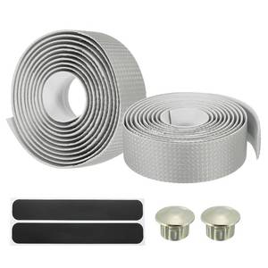 lot 18090 image: PATIKIL Bike Handlebar Tape, 2 Pack EVA Carbon Handle Grip Wraps Non-Slip Bicycle Bar Tape with Black End Plugs for Racing Bicycles Road Bicycle, Silver