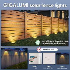 lot 18092 image: GIGALUMI Solar In-Ground Fence Lights - No-Drill Fence Lighting Solution, Waterproof Perimeter Lights Compatible with Wood, Metal & Concrete Fences (12 Pack Warm White)