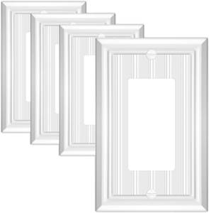 lot 18096 image: Classic White Single Decorator Outlet Cover Plate 1 Gang Decorator,Natural Material Wall Plate(4-Pack)