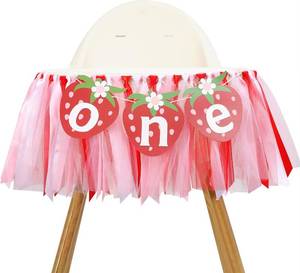 lot 18105 image: Strawberry One High Chair Banner - Berry Sweet First Birthday Party Decorations,One Red Strawberry Banner,Sweet 1st Birthday Cake Smash Party Decor,Strawberry Girl Birthday Photo Props