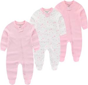 lot 18106 image: Kiddiezoom Baby Cotton Footed One-Piece Romper Multiple color combinations Jumpsuit Set For Newborn baby Pajamas 6 MONTHS