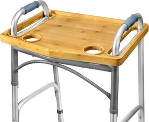 lot 18133 image: Medical king Walker Tray Table with Cup Holder Mobility Table Tray for Folding Walkers Foldable, Portable Multipurpose Bamboo Tray for Eating, Crafts, Laptops Medical Equipment Accessories - 21x16