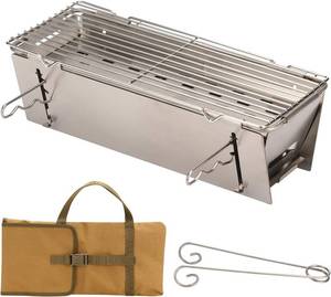 lot 18138 image: TADA Small Stainless Steel Foldable Mangal Grill  Heavy Duty BBQ Grill for Outdoor Camping Picnic Beach