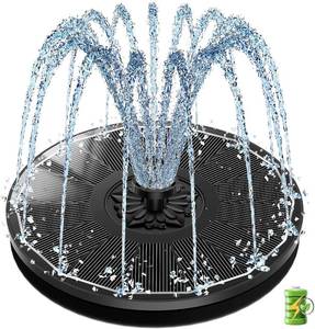 lot 18152 image: SZMP Solar Fountain for Bird Bath Spraying Water on Cloudy Day, Solar Water Fountain Pump Outdoor Garden 3.5W Black Glass Panel with 2000mAh Battery Replaceable Nozzles