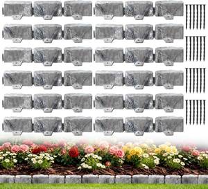 lot 18162 image: Landscape Edging Garden Edging Border Faux Stone Edging,17FT x 2.75 in Tall Decorative Stone-Look Garden Border for Flower Bed Edging,Yard Edging,Lawn Trees and Gardens,with Anchoring Spikes,Gray