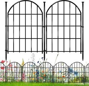 lot 18169 image: 26 Pack Decorative Garden Fence, 22in X 28ft Arched No Dig Fence Border, Garden Edging Border, Rustproof Metal Animal Barrier with Ground Stake for Dog, Rabbit, Outdoor Yard Patio Decor