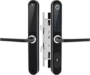 lot 18173 image: Smart Door Lock with Handle Keyless Entry Fingerprint & Touchscreen for Sliding Doors, App Control,Keys, IC cardes, Weatherproof IP55 Aluminum, Wood & allmunim & Patio, Home Security