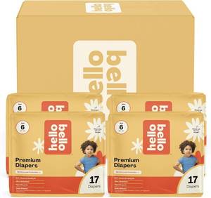 lot 18174 image: Hello Bello Diapers, Size 6 (35 lbs) Flower Child, 68 Count Value Pack of Premium Disposable Baby Diapers, Hypoallergenic with Soft, Cloth-Like Feel