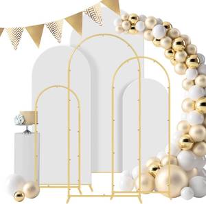 lot 18175 image: Gawicpy Wedding Arch Backdrop Stand Set Metal Arch Backdrop Stand with Wedding Arch Cover, Wedding Balloon Arch Backdrop Stand for Birthday, Baby Shower, Anniversary (White, 4FT5FT6FT)