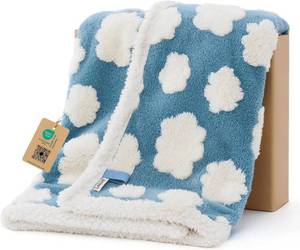lot 18177 image: LE SURE Waterproof Puppy Blanket for Small Dogs - Washable Double Sided Dog Blankets with Warm Jacquard Shag and Soft Sherpa Fleece, Pet Cat Blanket for Couch Protection, 3D Textured Cloud, Blue