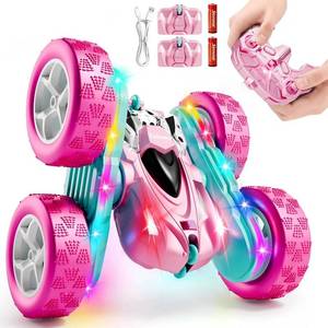 lot 18178 image: RC Car Pink 4WD Remote Control Car 360  Flip Double Sided LED Light Bar & Quick Swap USB C Modular Battery, 2.4 GHz No Interference Popular Outdoor Beach Toy, Popular Gift for Girls Ages 6 12