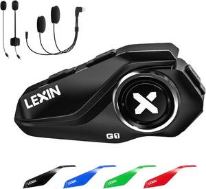 lot 18179 image: LEXIN G1 Motorcycle Helmet Bluetooth Headset, Helmet Speakers with 2 Type Microphones, Waterproof Motorcycle Headphones with HD Stereo Sound, Hands-Free CallMusicGPS, 4 Color Faceplates, Single Use