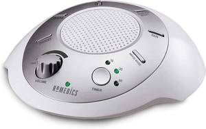 lot 18182 image: Homedics SoundSleep White Noise Sound Machine, Silver, Small Travel Size with 6 Relaxing Nature Sounds, Portable Therapy for Home, Office, Nursery, Auto-Off Timer