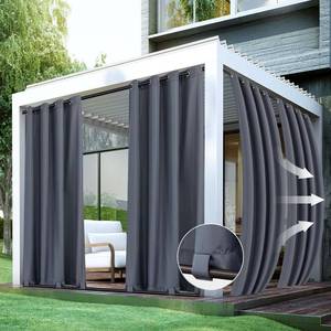 lot 18186 image: HolidayIdeas Patio Curtains Outdoor Waterproof 4 Panels 54x95 Inch-Windproof Light Flitering Outdoor Privacy Curtains Grommet Top and Tab Bottom Drape for Gazebo, Porch, Pergola, Cabana, Backyard Grey