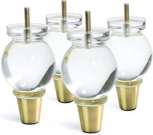 lot 18200 image: Acrylic Furniture Legs Replacement Sofa Feet Cabinet Modern Clear Decor DIY Legs Classical Style Set of 4 ((5.1inch)