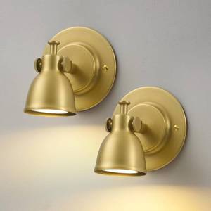lot 18201 image: Gold Wall Sconces Set of 2 Hardwired - Brass Vintage Dimmable Indoor Small Bell Lights Fixtures Decor Set of Two for Bathroom Vanity Bedroom Bedside Hallway Living Room Kitchen Picture Lamp